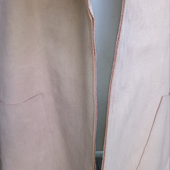 Charter Club Faux Suede Blush Pink Soft Blazer Cardigan Women's Sz Large Petite - Picture 7 of 9